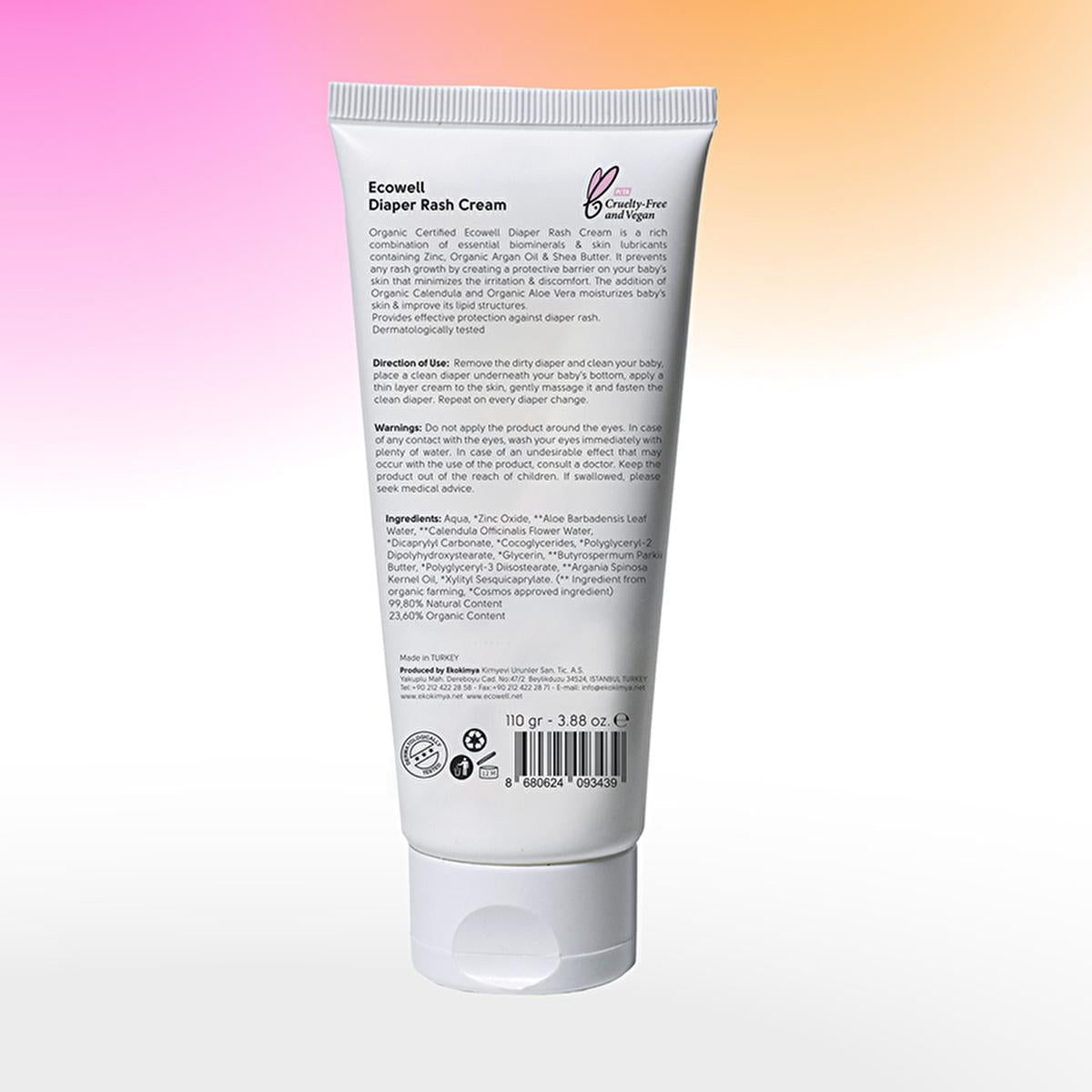 Ecowell Organic Diaper Cream - 110g, Vegan & Hypoallergenic for Newborns