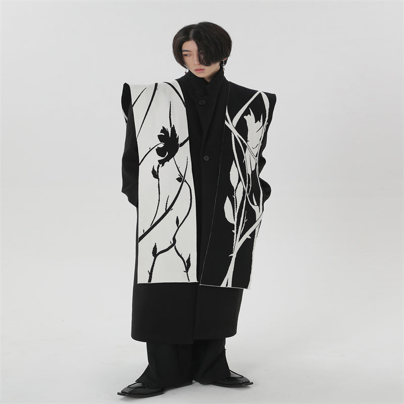 Hand-painted Thorn Rose Winter Angora Couple Scarf