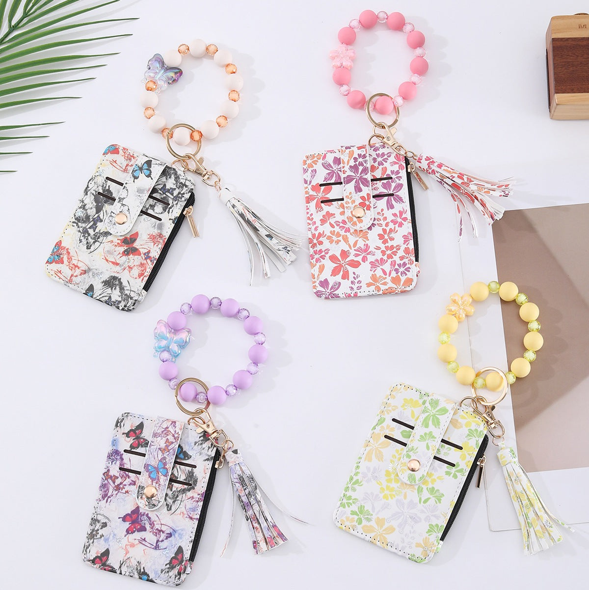 Multi-card Slot Zippered Coin Purse With A Tassel Charm