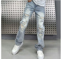 Fumei Personalized Perforated Design Denim Casual Versatile High Street Straight Leg Pants