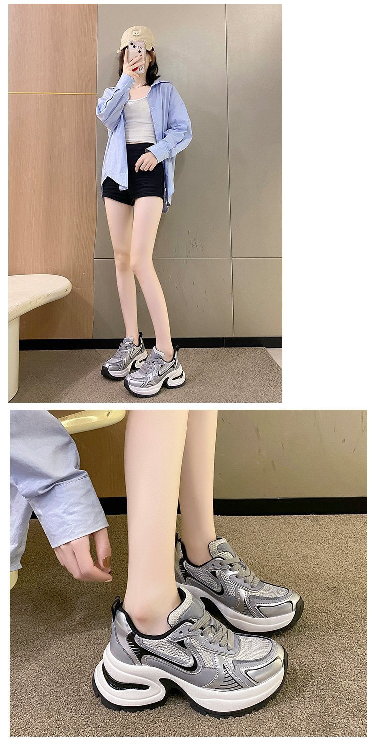 Thick Bottom Leather Clunky Sneakers