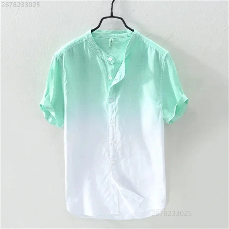 Breathable Comfortable Resort-style Ombre Short-sleeve Shirt