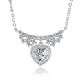 S925 Sterling Silver Heart Moissanite Necklace, 1ct D-VVS1 Pendant With Pave Bar, Platinum Plated 40&45cm Chain, 4.2g GRA Certificate Gift Box