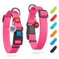 Waterproof Dog Collar Adjustable All Sizes Breakaway Buckle & QR Tag Pink