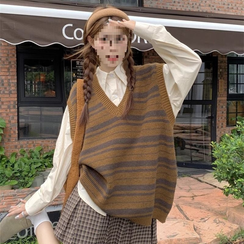 Sweet Striped Layering Vest For Women