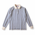 Men's Cotton Striped Long-sleeved Lapel T-shirt