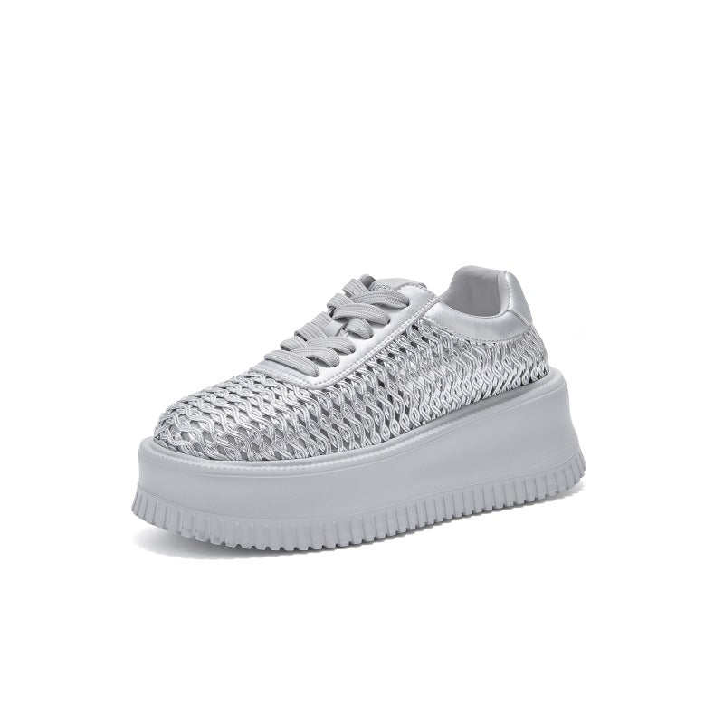 Womens Fashionable Casual Hollow-Weave Shoes With Thick Soles