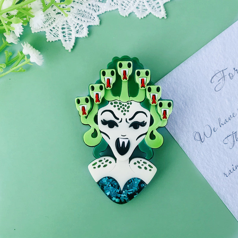 Gorgon Acrylic Brooch Badge Accessory