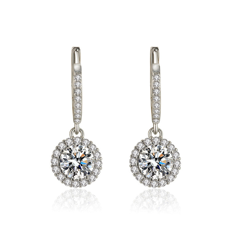 Womens Luxurious Round Zircon Earrings