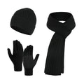 Winter Solid Color Knitted Scarf Hat Gloves Set