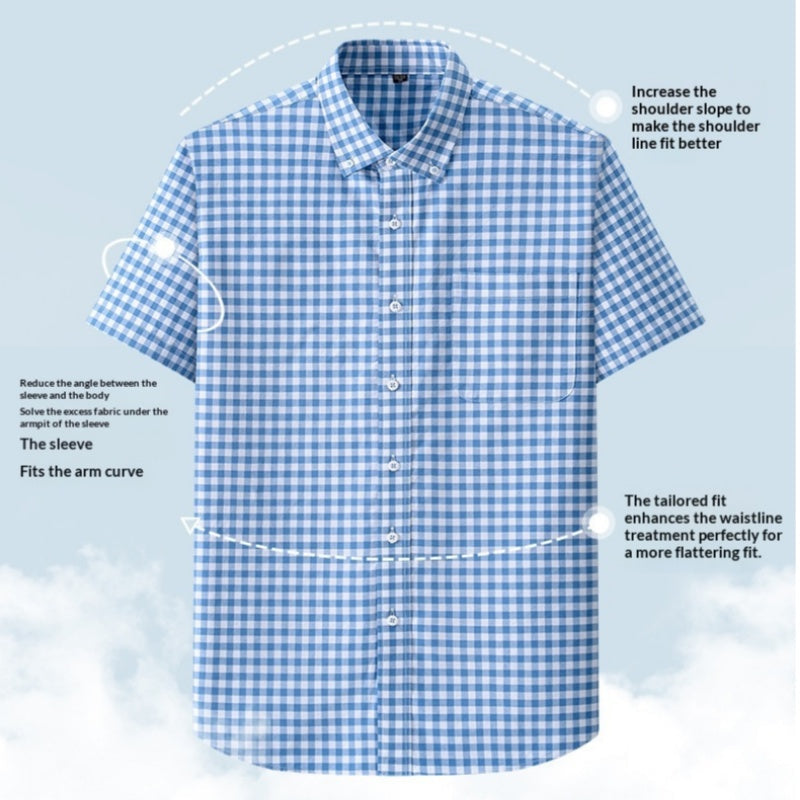 Mens Short-Sleeve Pure Cotton Oxford Shirt