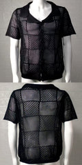 Men's Knit Polo Collar Cardigan Top