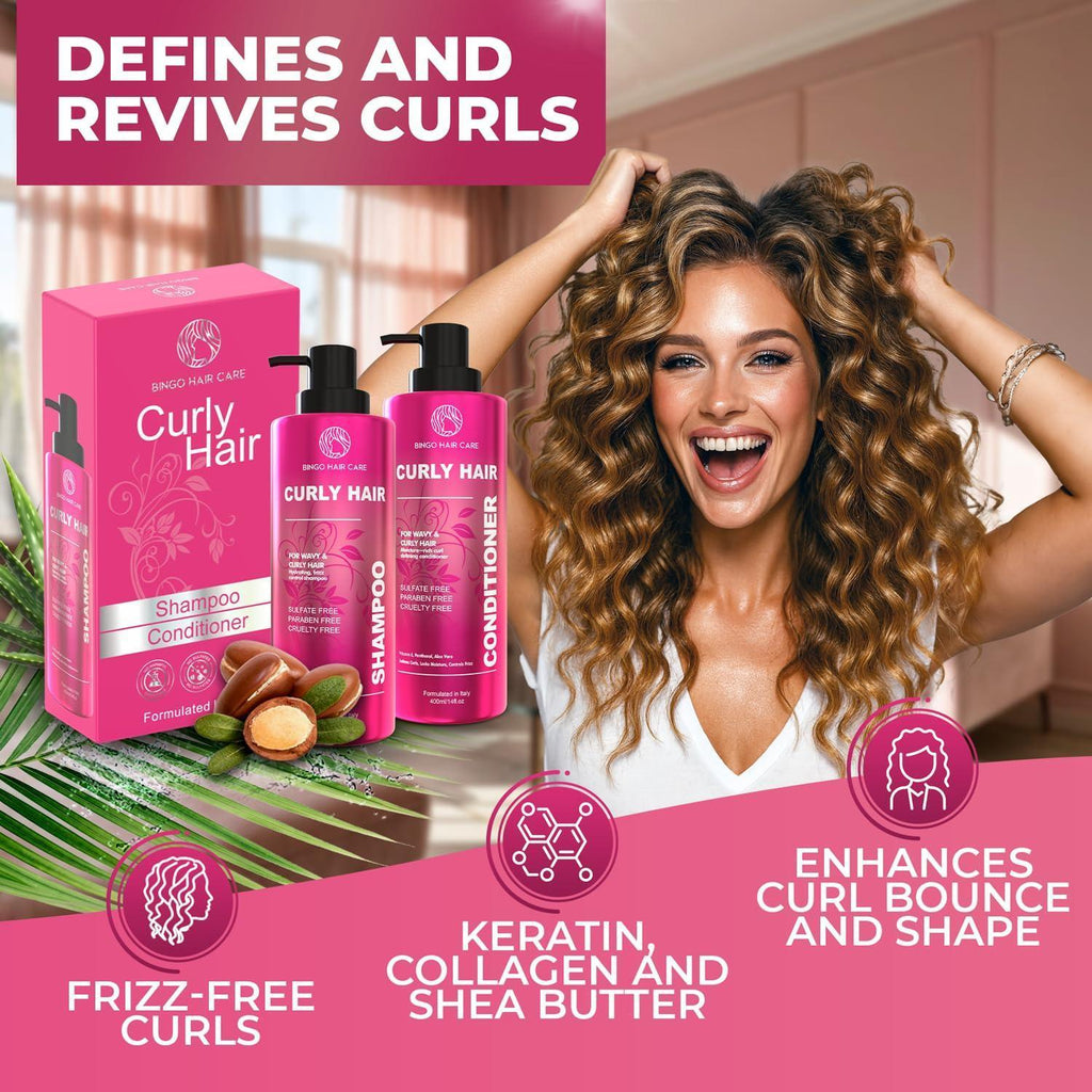 Curly Shampoo and Conditioner Set Sulfate Free 14 Fl Oz Set of 2 Moisturizing Formula Deep Treatment for Curly and Permed Hair Women and Men