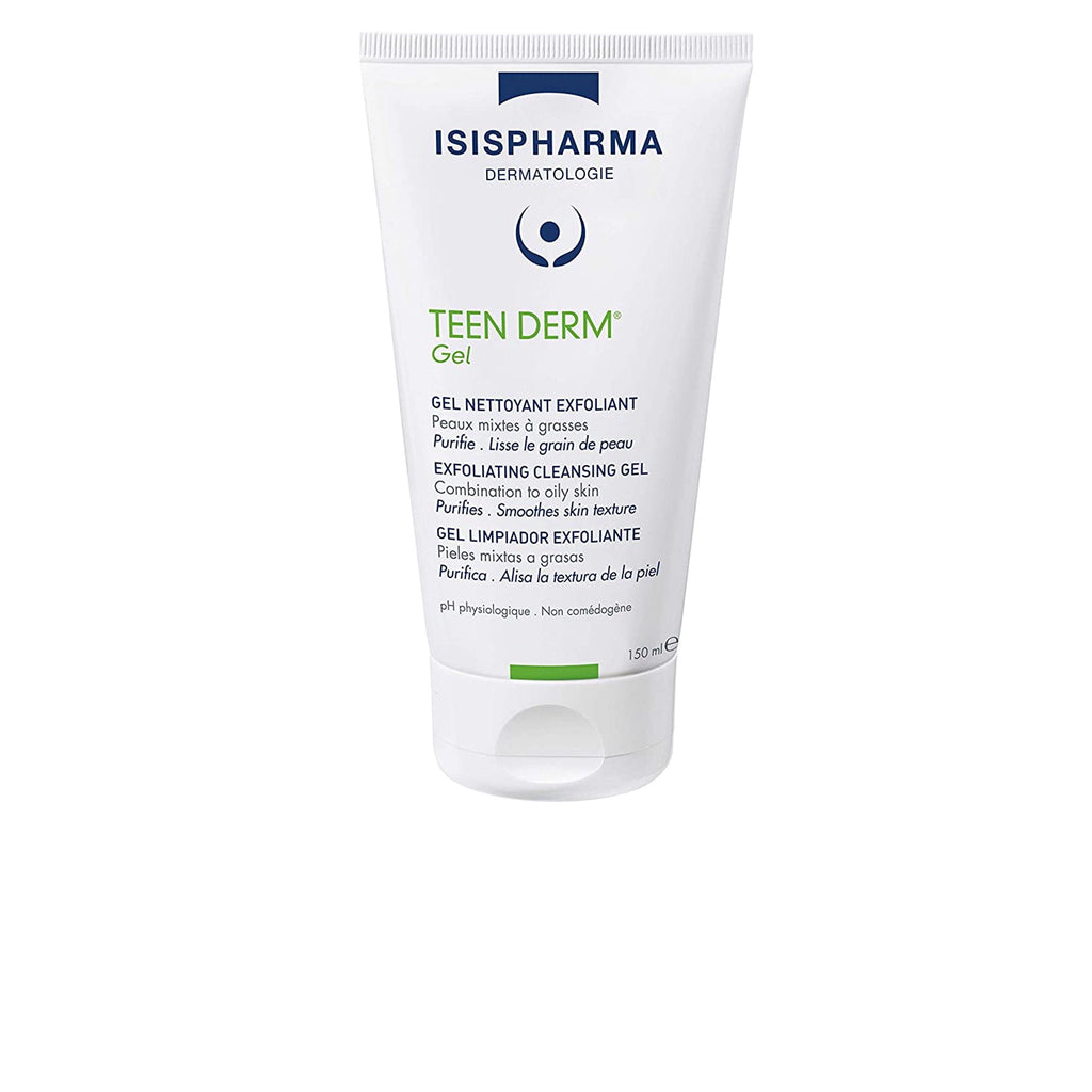 Isis Pharma Teen Derm Gel 150ml - Exfoliating Facial Gel for Acne-Prone Skin, Salicylic Acid Face Wash, Oil Control