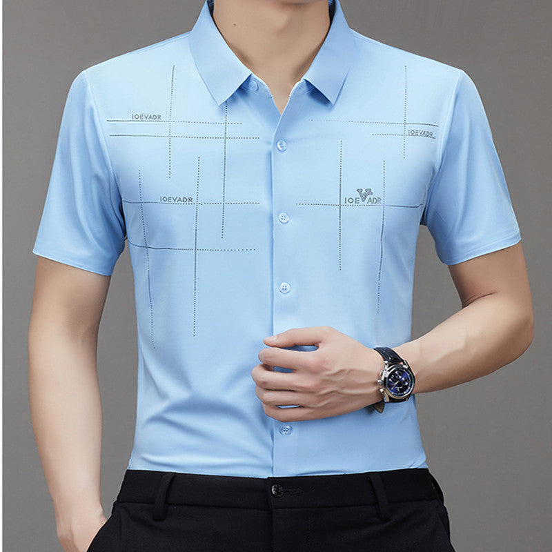 Summer Men's Short Sleeve Seamless Business Shirt