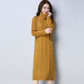 Womens High-neck Long Fleece-lined Extra-thick Loose-fitting Sweater