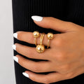 Fashionable Open Ring With Round Beads Of Various Sizes