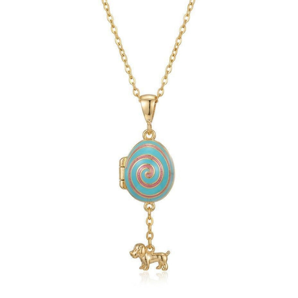 Colorful Dripped-Oil Egg Tumbler Puppy Pendant Necklace