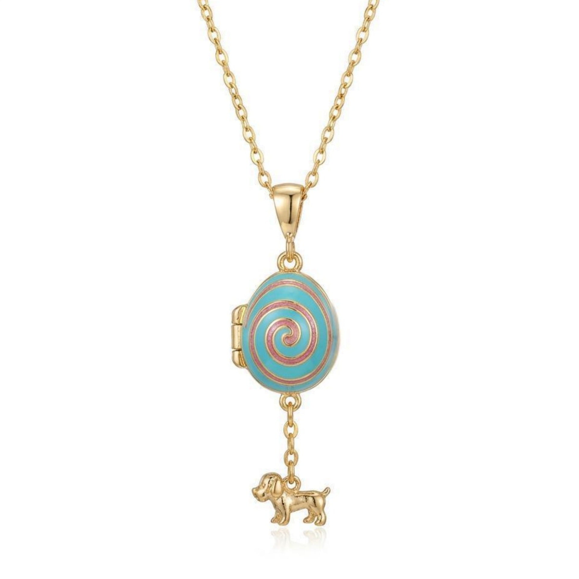 Colorful Dripped-Oil Egg Tumbler Puppy Pendant Necklace