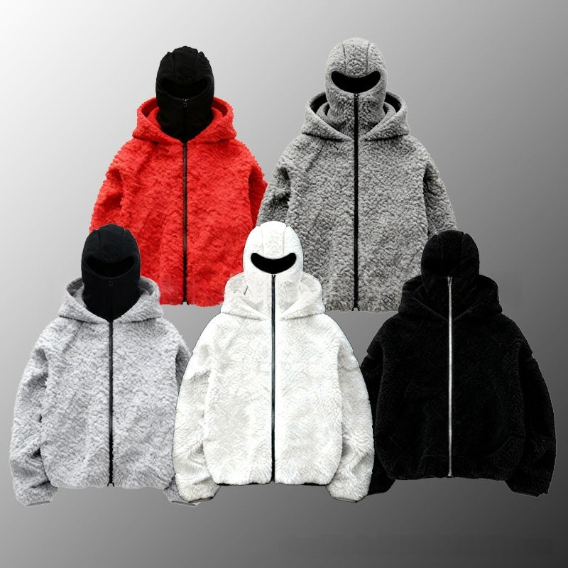 Double-hooded Cardigan Fleece Thermal Sweatshirt