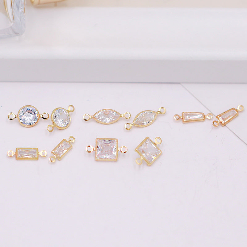 Geometric Zircon Bezel Set Pendant - Gold Plated Color Retention Charm for DIY Earring Jewelry Making Accessories