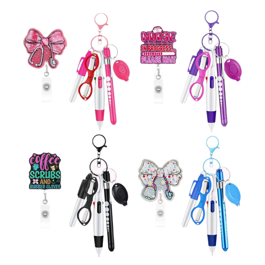 Retractable Nurse Pen Set Keychain With Flashlight