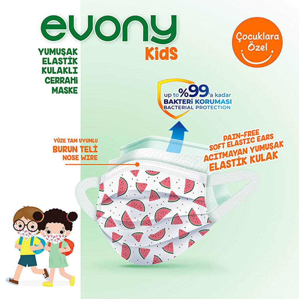 Evony Children's Face Mask: 10-Pack - TSE Certified, Soft, Comfortable, & Allergy-Free Kids Face Masks for Reliable Respiratory Protection