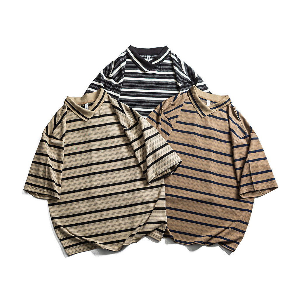 Men's Retro Striped Bottoming Pullover