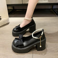 Pearl Bow High-heeled Leather Shoes