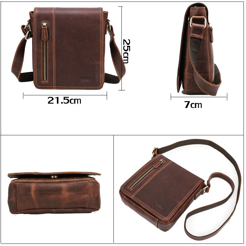 Retro Crazy Horse Men's Crossbody Bag