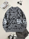 Mens Cute And Quirky Cat-print Knit Sweater