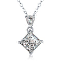S925 Sterling Silver Princess & Pear Cut Two-Stone Necklace, 1ct D-VVS1 Moissanite Pendant, Platinum Plated 40&45cm Chain, GRA Certified Women's Jewelry Gift Box