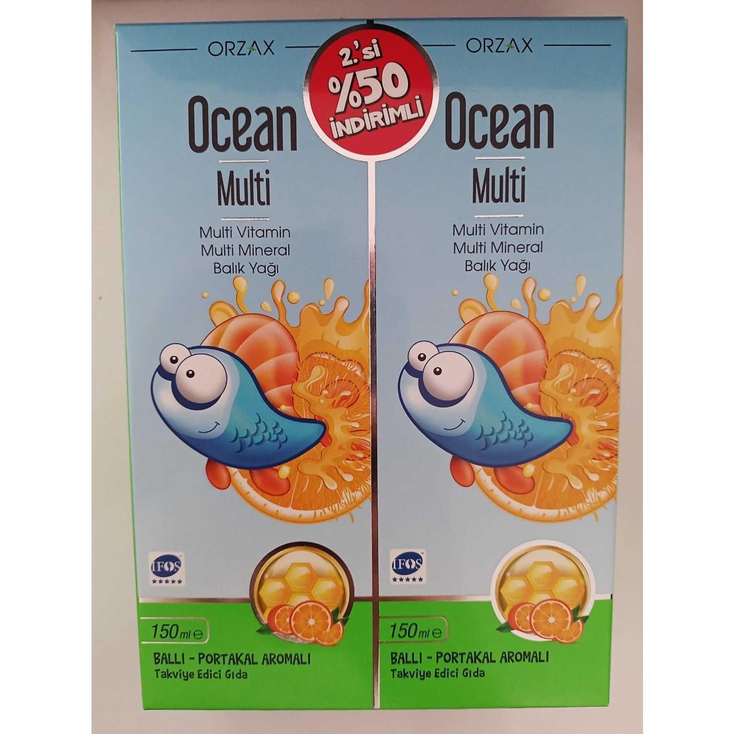 Ocean Multi Vitamin Syrup for Kids and Adults - Honey & Orange Flavored Dietary Supplement with Omega-3