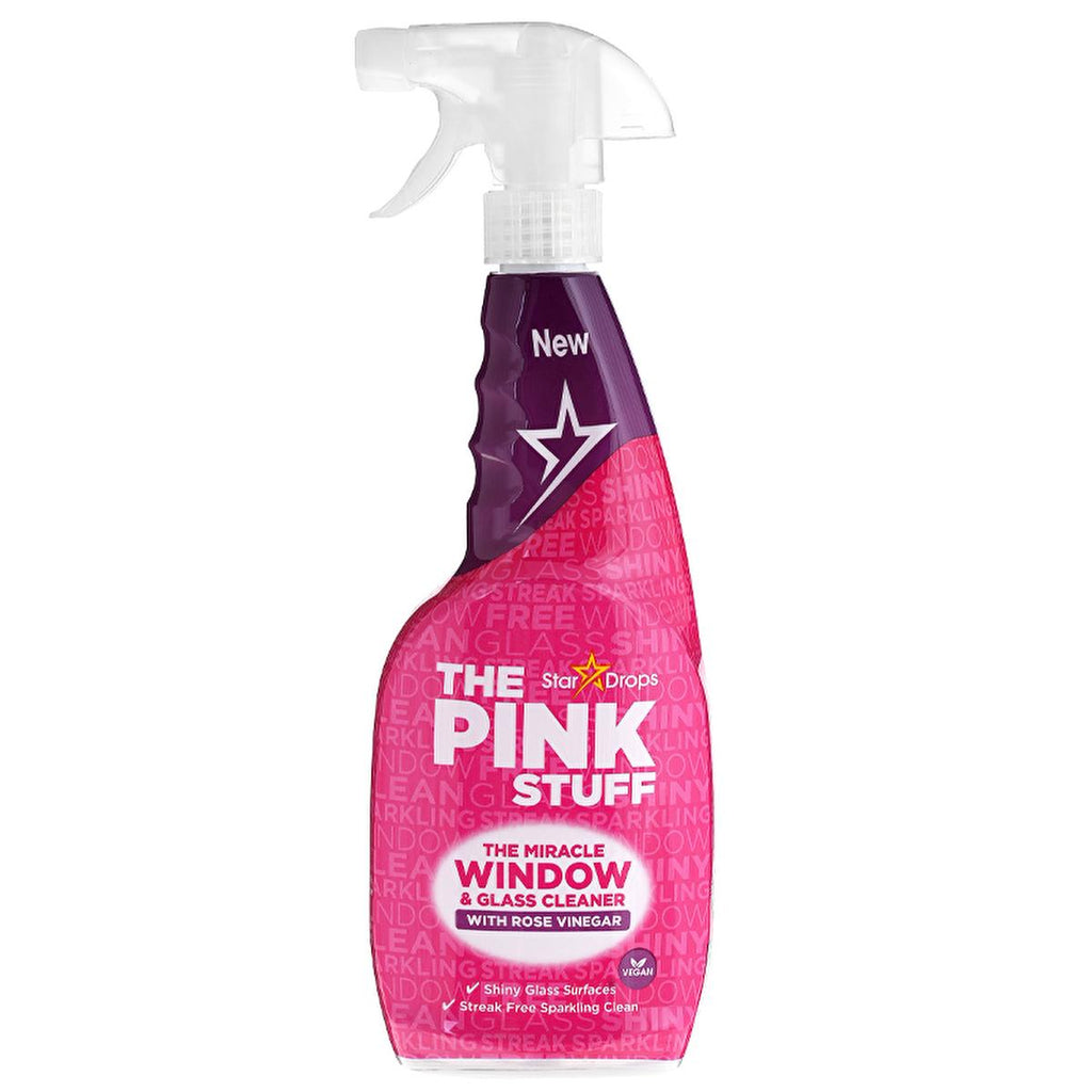 The Pink Stuff: Miracle Vinegar Glass Cleaner - Streak-Free Shine, Rose Scent, Natural & Effective Cleaning for Windows, Mirrors