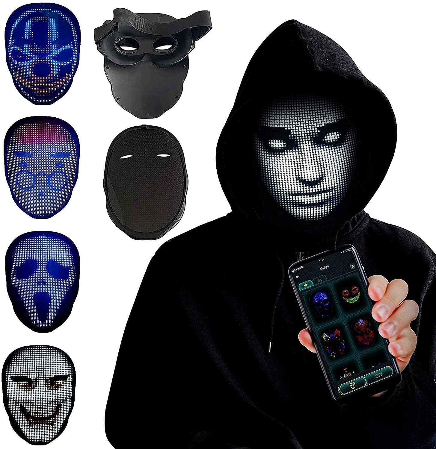 LED Halloween Face Changing Mask