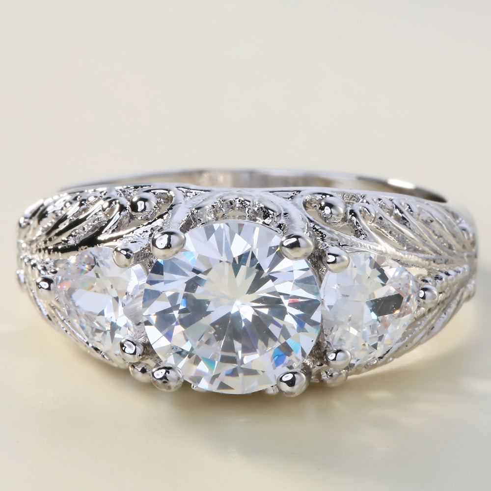 Copper Plate Inlaid Zircon Ring