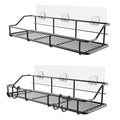 Adhesive Shower Caddy 2 Pack Black Shelf Organizer with Hooks Stainless Steel