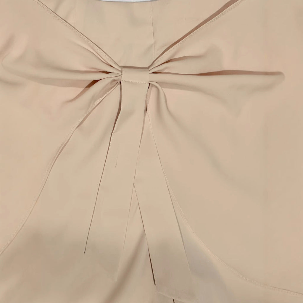 Bow-tie Designed High-waisted Wide-leg Shorts