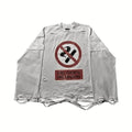 Round-neck Long-sleeve No Smoking Printed Top