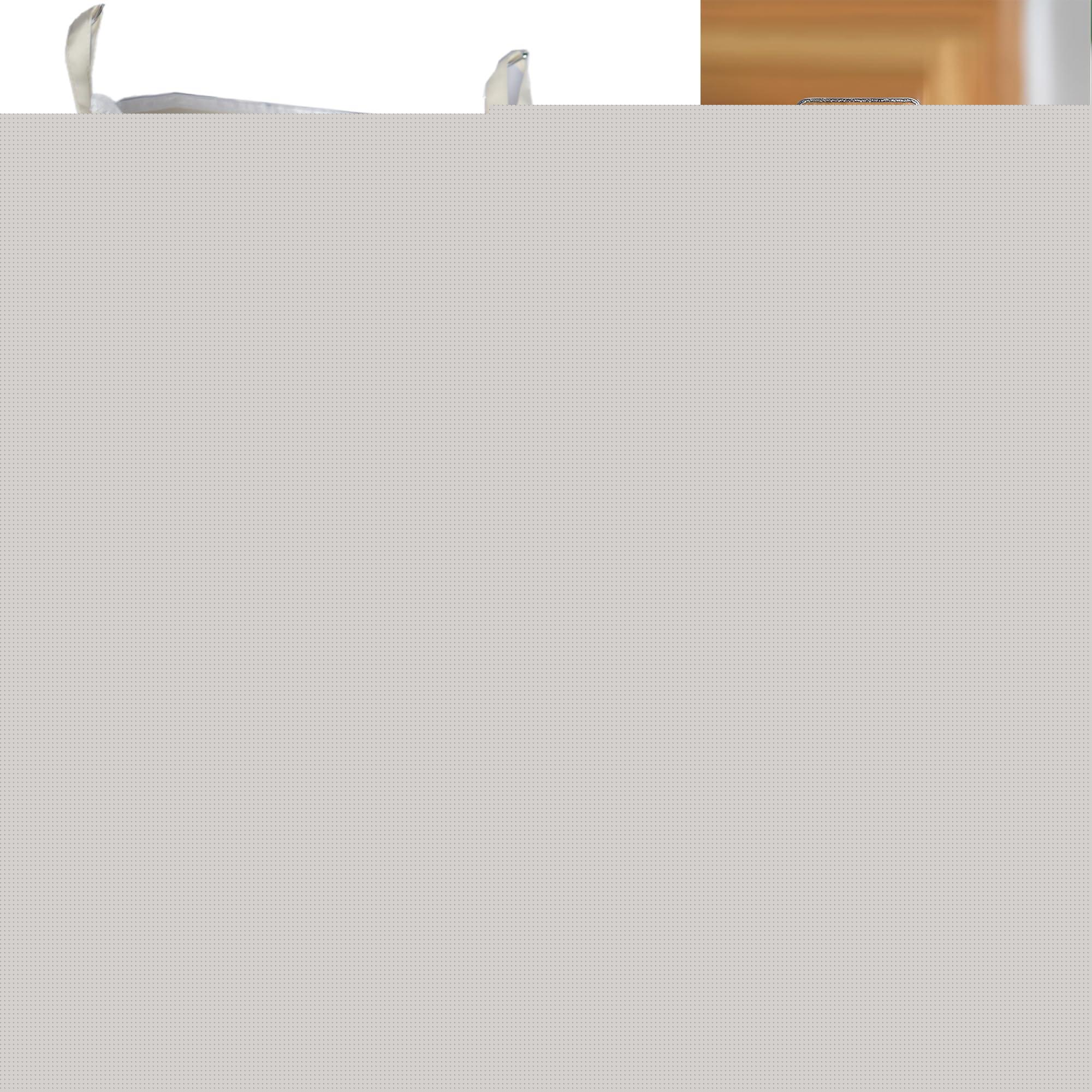The Fine Living Co. Hanging Laundry Hamper with Over Door Hooks & Adhesive Durable Space Saving Laundry Bag with Zipper and Wide Open Top Hanging Dorm Laundry Hamper 18 x4.75 x28 (Beige L)