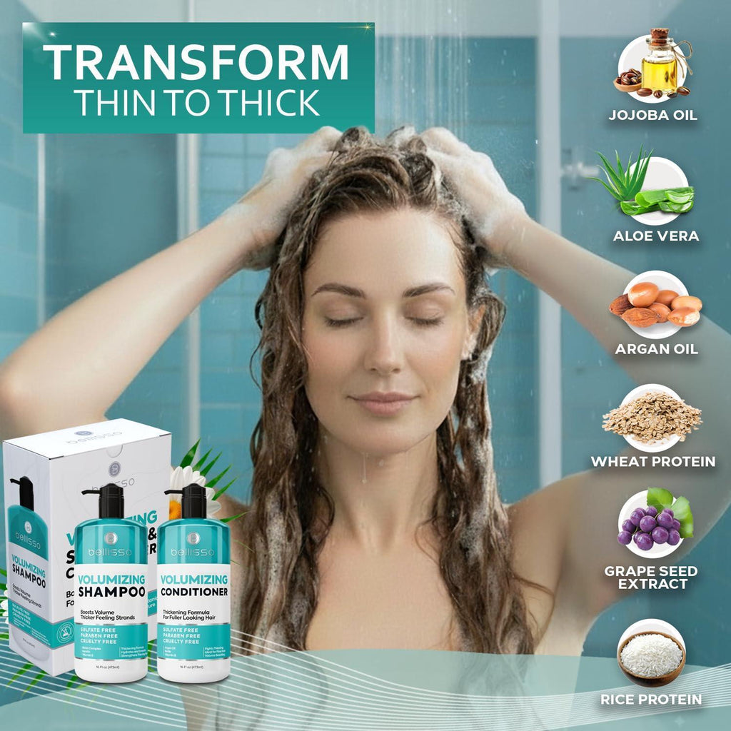 Volumizing Shampoo and Conditioner Set 16 Fl Oz Set of 2 Sulfate Free Thickening Formula for Fine and Thin Hair Volume Boost Professional Salon Hair Care for Men and Women