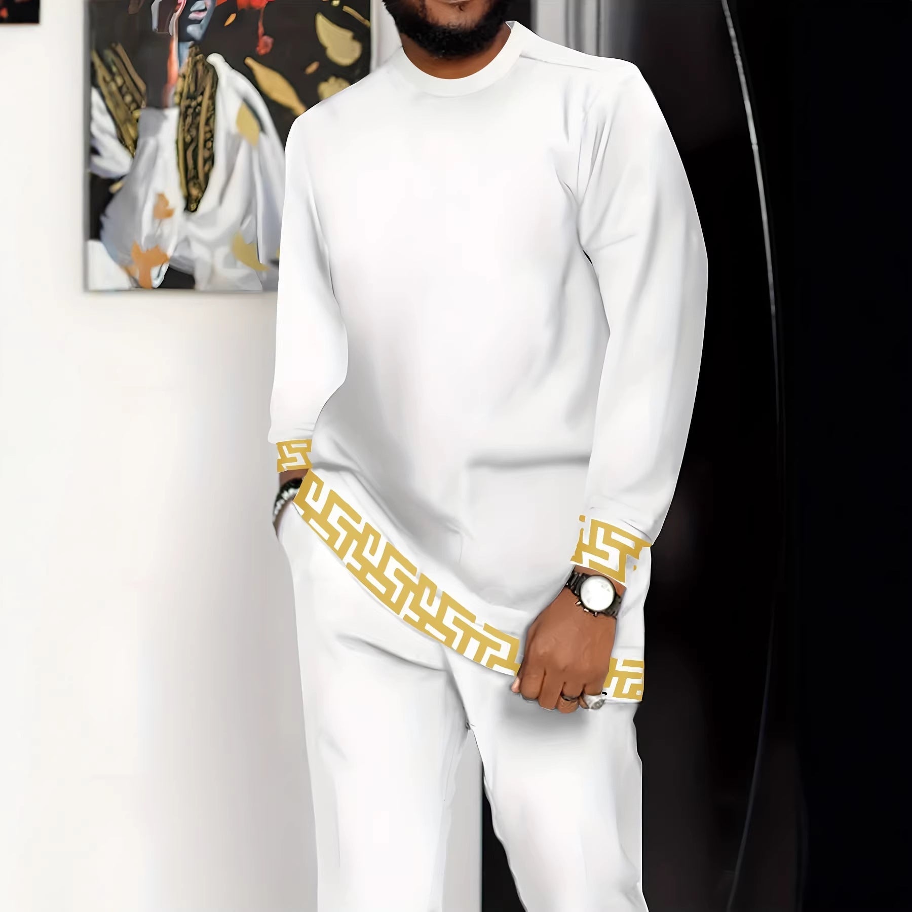 Fashionable Mens Long-Sleeve Pants Sports Suit