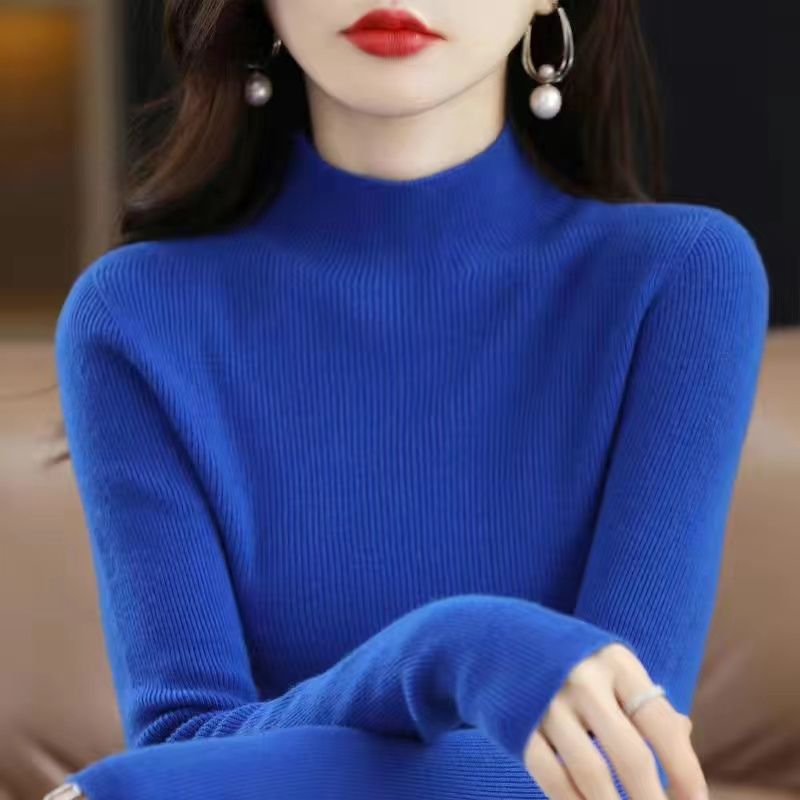 New Slim-fit Figure-flattering Sweater With A Half-high Neckline