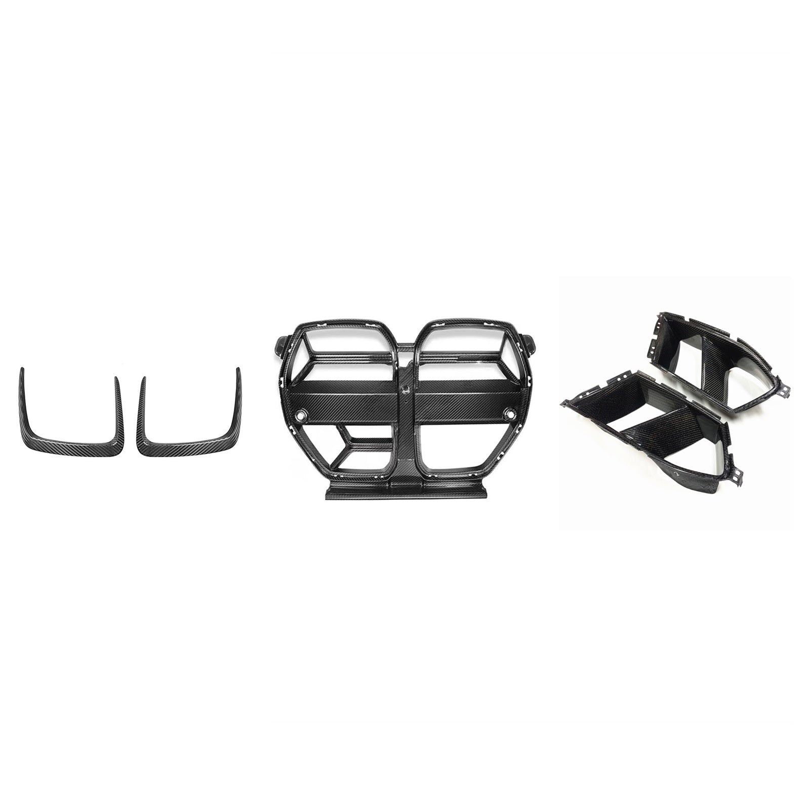 Automotive dry carbon fiber front bumper grille