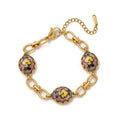 French Retro Oil-Painting-Style Floral Pendant Bracelet
