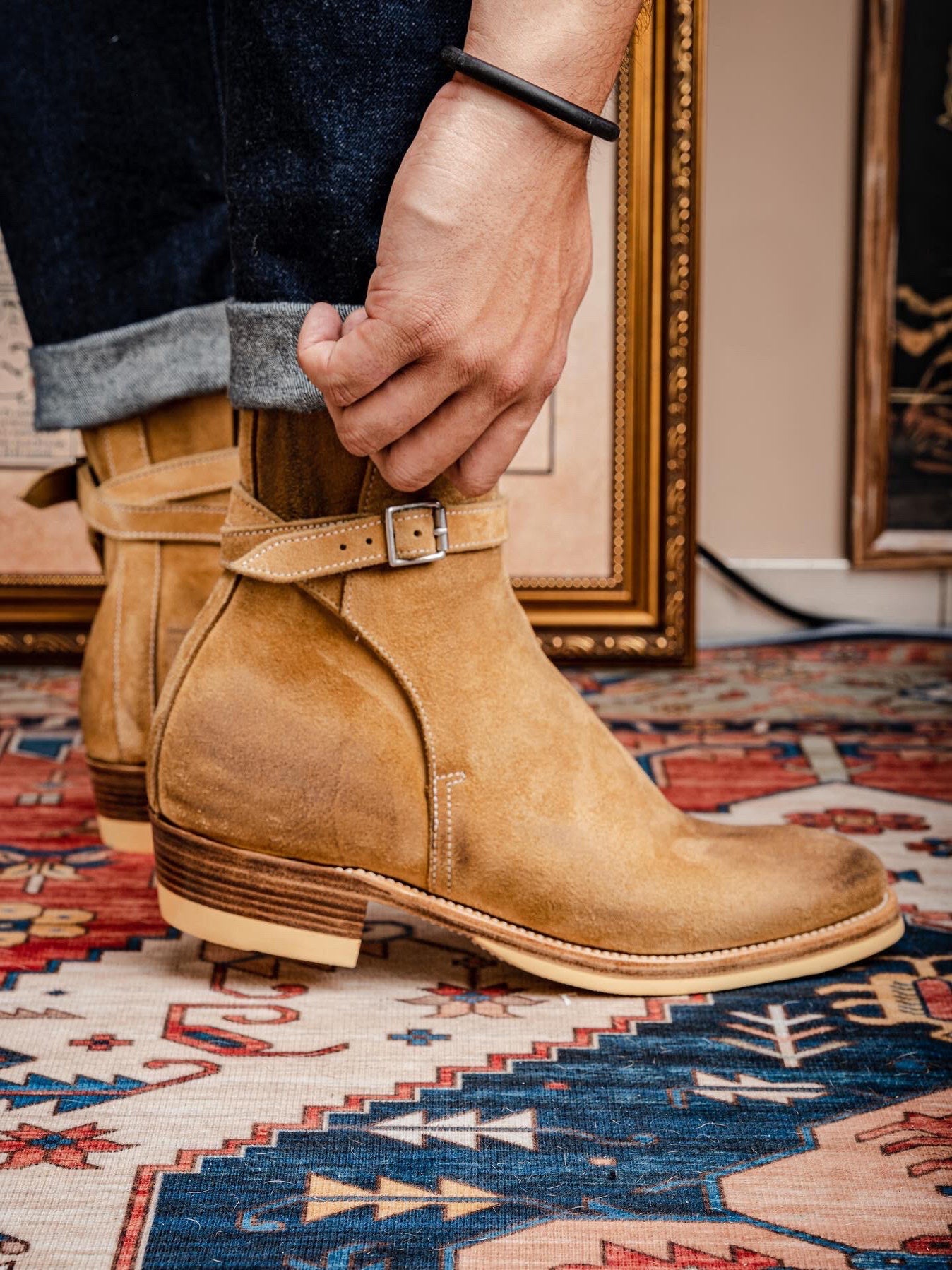 American-style Vintage Pointed-toe  Boots Mens Suede Boots