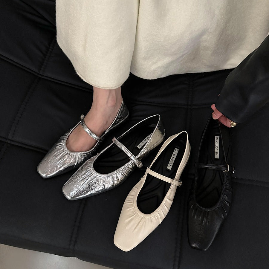 Womens Silver Flat Dress Shoes