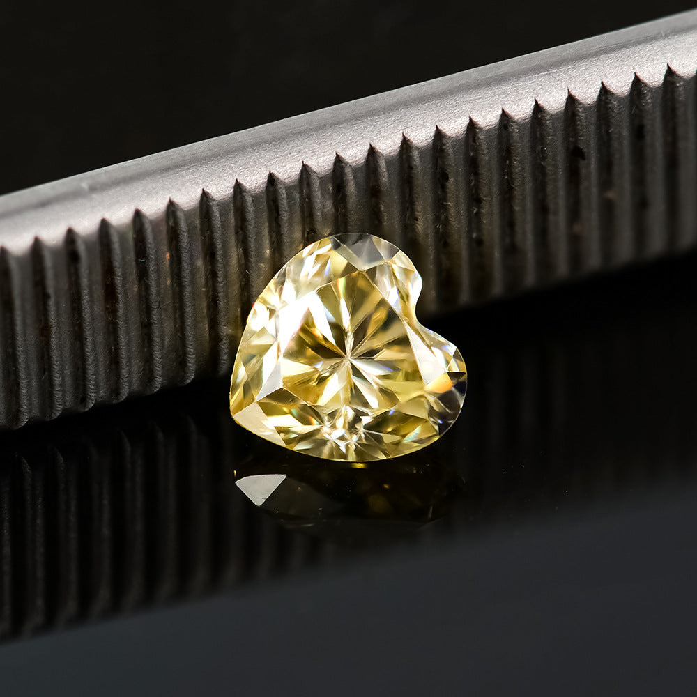 Colorful Moissanite Heart-shaped Stone Lemon