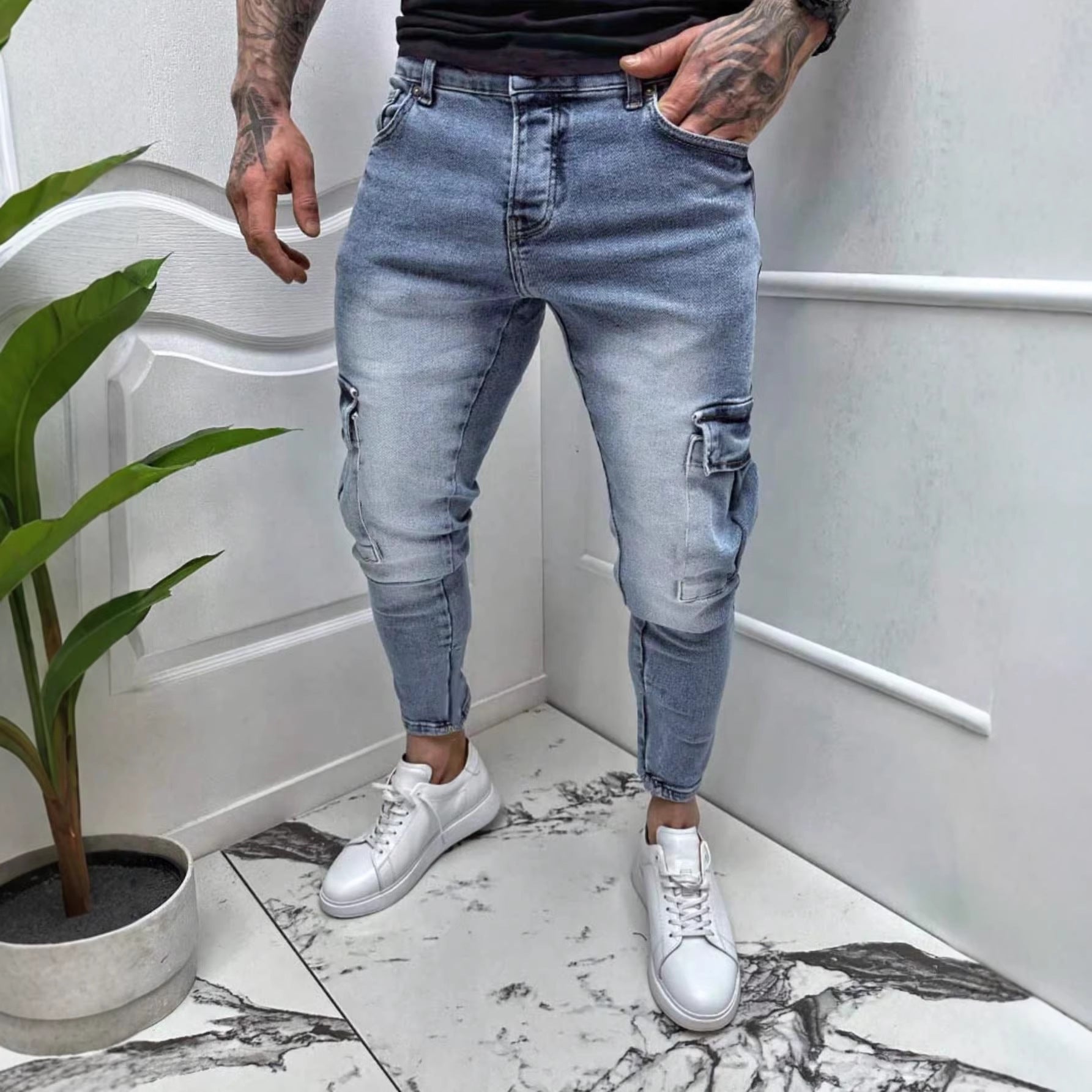 Fashionable Leopard-print Trendy Comfortable Denim Jeans