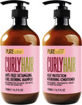 Curly Hair Shampoo and Conditioner Set Sulfate Free and Color Safe For Wavy Frizzy Fine Black and Permed Styles Moisturizing for Men and Women Deep Curl Hydrating Products with Argan Oil